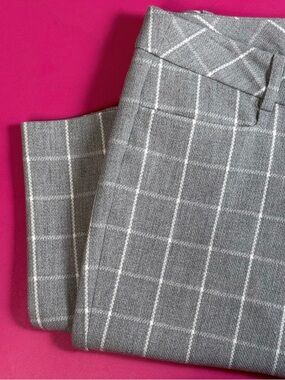 Express Columnist Pants Size 6R Grey/White Combo Grid Dress Pant Business Office
